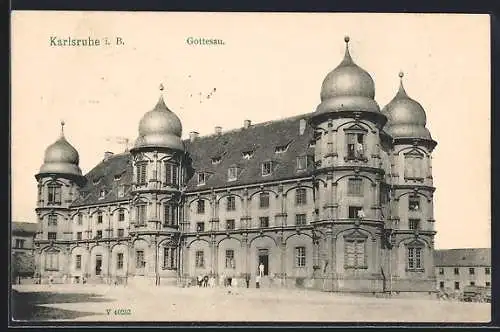 AK Karlsruhe i. B., Gottesau, Strassenansicht
