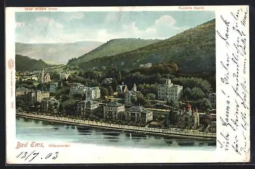 AK Bad Ems, Villenviertel aus der Vogelschau