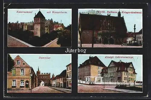 AK Jüterbog, Königliches Lehrerseminar, Dammtor, Kasernement mit Wasserturm