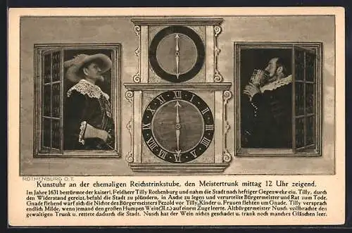 AK Rothenburg o. Tbr., Kunstuhr an der ehem. Ratstrinkstube, Meistertrunk