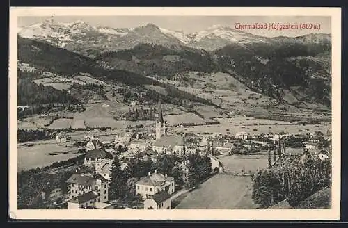 AK Hofgastein, Blick über die Stadt auf die Alpen, Thermalbad