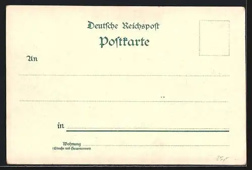 Lithographie Essen / Ruhr, Panorama, Stadttheater und Stadtgarten