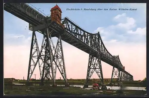 AK Rendsburg, Hochbrücke über dem Kaiser Wilhelm-Kanal