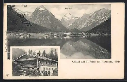 AK Pertisau, Blick auf den Ort am Achensee, Försterhaus
