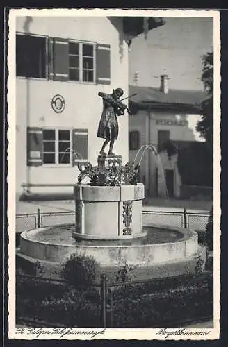 AK St. Gilgen, Mozartbrunnen