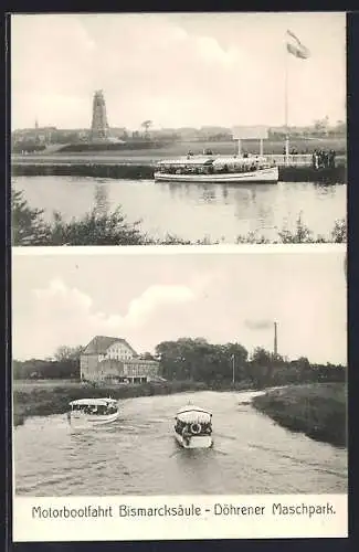 AK Hannover, Motorbottfahrt Bismarcksäule, Döhrener Maschpark