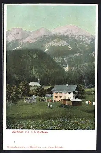 AK Scheffau am Wilden Kaiser, Bärnstatt mit dem Scheffauer