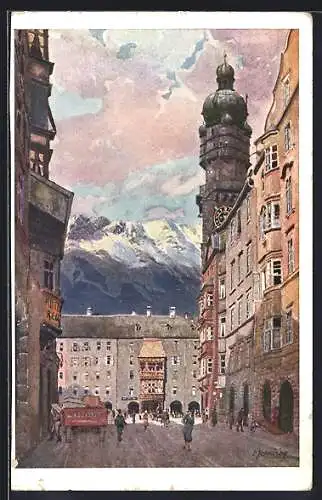 AK Deutscher Schulverein NR 1743: Innsbruck, Herzog Friedrichstrasse mit Stadtturm