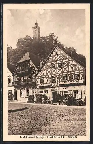 AK Berneck / Fichtelgebirge, Hotel-Restaurant Heissinger am Marktplatz