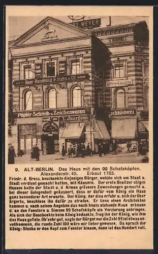 AK Alt-Berlin, Das Haus mit den 99 Schafsköpfen, Alexanderstr. 45