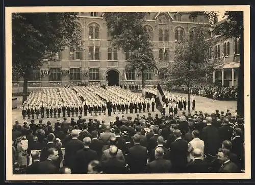 AK Jemappes /Mons, Institut St Ferdinand, Salut au Drapeau