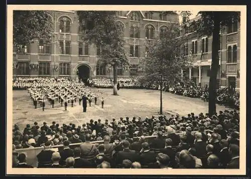 AK Jemappes /Mons, Institut St Ferdinand, Exercises avec drapelets