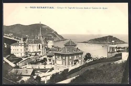 AK San Sebastian, Colegio del Sagrado Corazon desde el Camino de Ayete