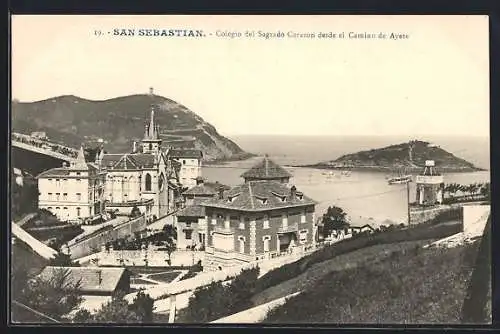 AK San Sebastian, Colegio del Sagrado Corazon desde el Camino de Ayete