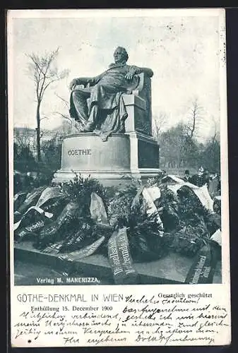 AK Wien, Goethe Denkmal, Enthüllung 15. Dezember 1900