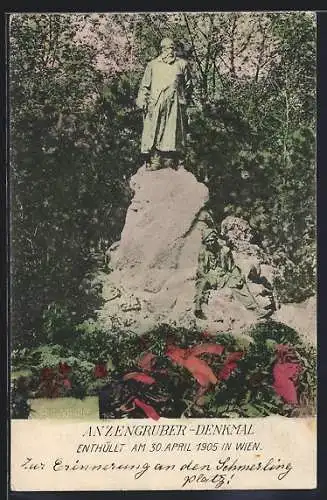 AK Wien, Anzengruber-Denkmal bei der Enthüllung am 30. April 1905