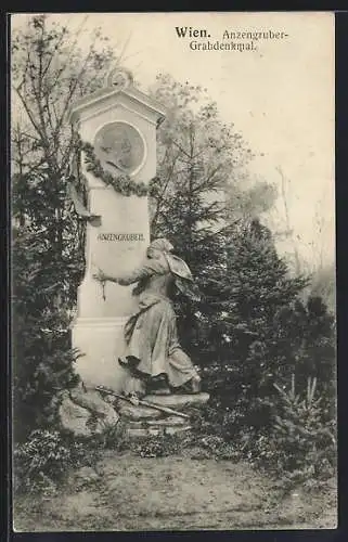 AK Wien, Zentralfriedhof, Grab von Ludwig Anzengruber