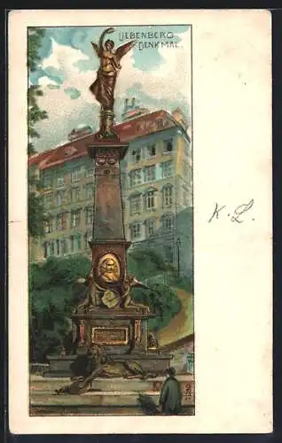 Lithographie Wien I, Liebenberg-Denkmal um 1900