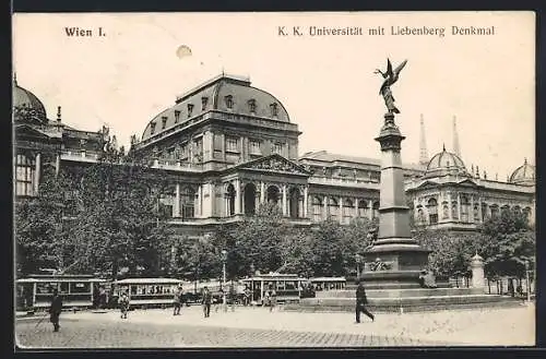 AK Wien, K. k. Universität mit Liebenberg-Denkmal