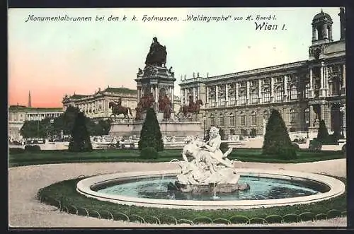 AK Wien, Monumentalbrunnen bei den k. k. Hofmuseen, Waldnymphe