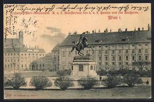 AK Wien, Erzherzog Karl-Monument, k. u. k. Ministerium des k. u. k. Hauses und des Aeusseren