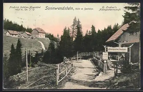 AK Schottwien /N.-Oe., Friedrich Schüler-Alpenhotel und Alpengastwirtschaft G. Lindner am Sonnwendstein