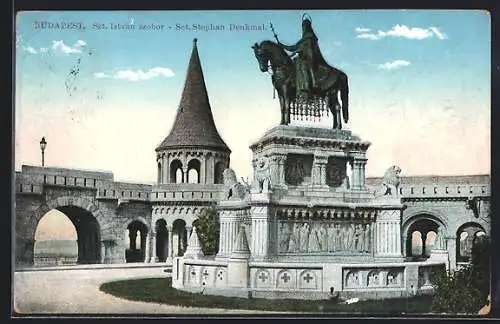 AK Budapest, St. Stephan-Denkmal