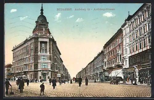 AK Budapest, Partie in der Andrássy-Strasse