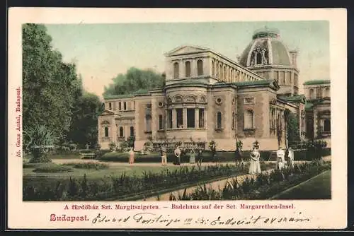 AK Budapest, Badehaus auf der Sct. Margarethen-Insel