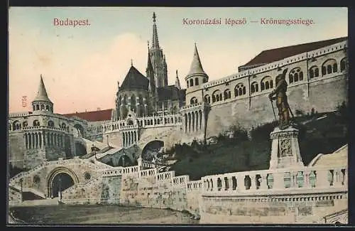 AK Budapest, Matyasstiege mit Kirche