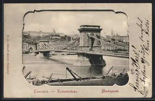 AK Budapest, Lánczhid, Kettenbrücke