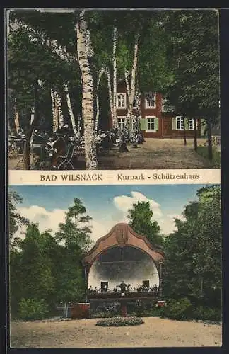AK Bad Wilsnack, Kurpark, Schützenhaus und Café