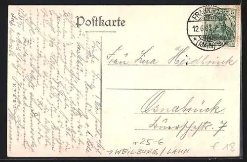 AK Weilburg, Autorennen Kaiser Preis Rennen 1907, Karte der Strecke mit Blick auf Weilburg, Saalburg u. Königstein