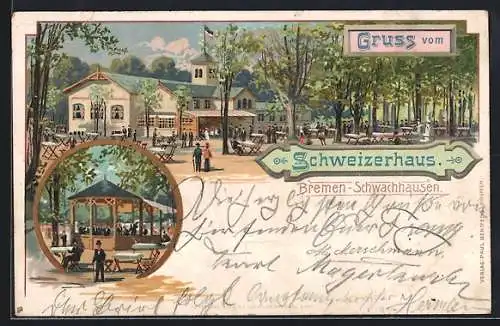 Lithographie Bremen-Schwachhausen, Gasthaus Schweizerhaus