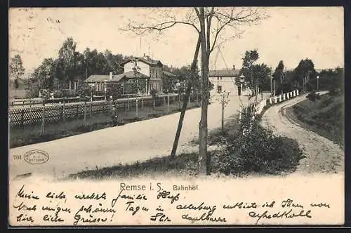 AK Remse / Mulde, Blick auf den Bahnhof