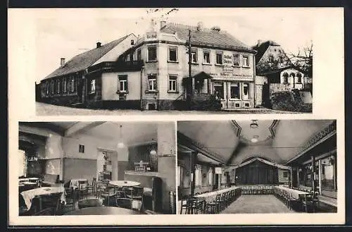 AK Oschatz, Der Gasthof Pochra v. Max Brabant mit Innenansichten