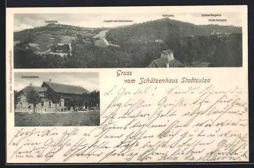 AK Stadtsulza, Das Schützenhaus, Hügelpanorama