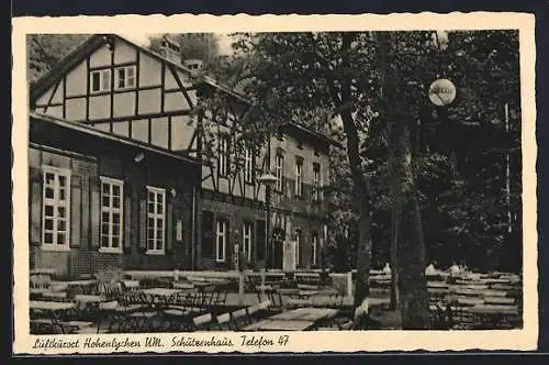 AK Hohenlychen /UM., Gartenwirtschaft der Pension Schützenhaus