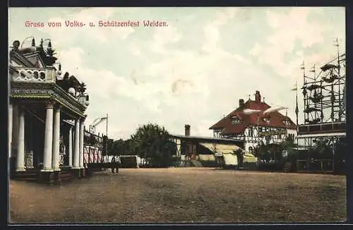 AK Weiden / Oberpfalz, Platz vom Volks- und Schützenfest