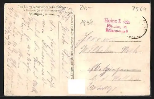 AK Forbach /Nördl. Schwarzwald, Das Murg- & Schwarzenbachwerk, Betätigungsraum