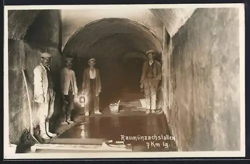 Foto-AK Forbach i. Murgthal, Vier Arbeiter im Raumünzachstollen