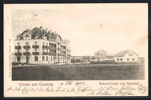 AK Gauting, Bahnhofhotel und Bahnhof