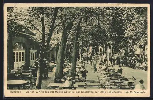 AK München-Theresienhöhe, Gasthaus zur alten Schiessstätte, Garten