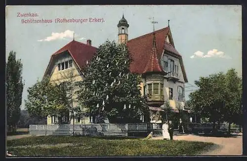 AK Zwenkau, Blick auf das Schützenhaus Rothenburger Erker