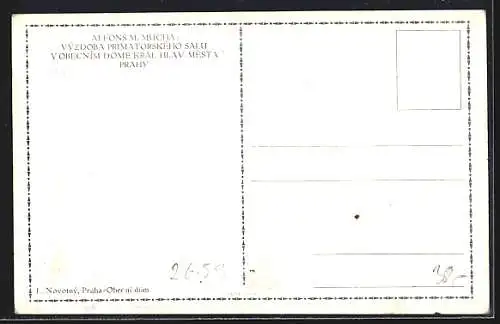 Künstler-AK Alphonse Mucha: Silou k Svobode, Laskou k Svornosti, Rothaarige muskulöse Knaben