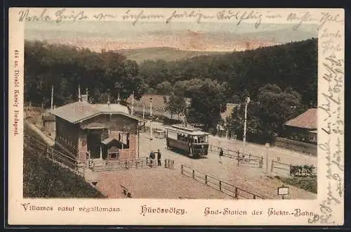 AK Budapest, Hüvösvölgy, End-Station der Strassenbahn