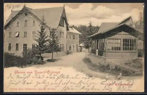 AK Raach-Schlagl, Strassenpartie mit Hotel Westermayer