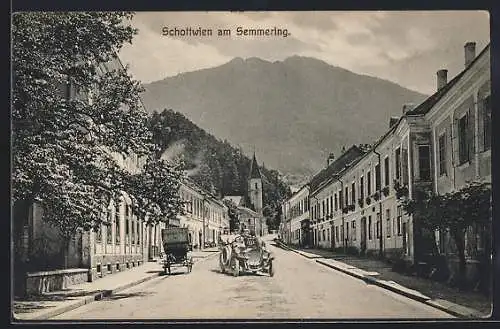 AK Schottwien am Semmering, Strassenpartie mit Blick zur Kirche