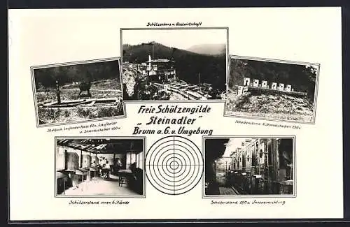 AK Brunn a. G., Schützenhaus m. Gasthaus, Schützenstand, Scheibenstand