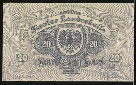 Notgeld Innsbruck 1919, 20 Heller, Wappen und verzierte Schriftzüge